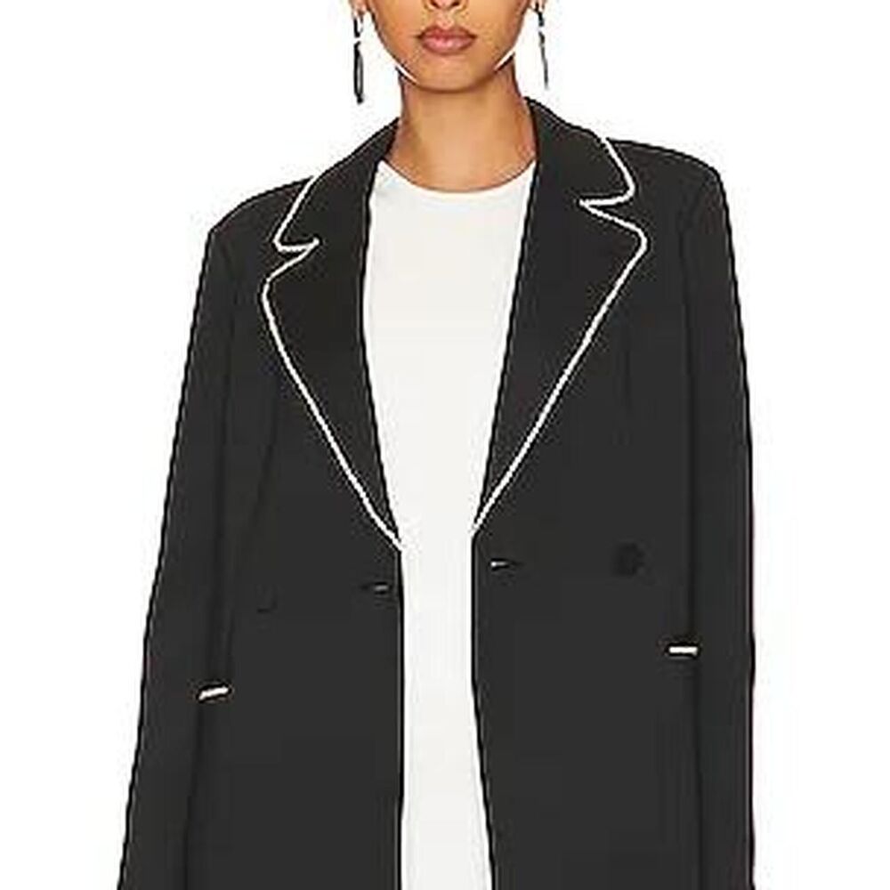 Good American Tailored Scuba Black Blazer with Embellished Crystals